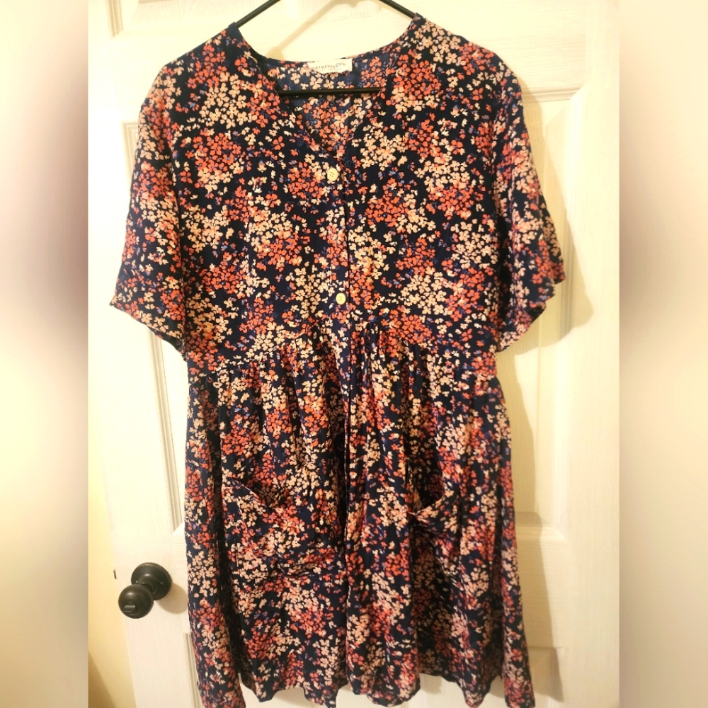 Floral button front dress